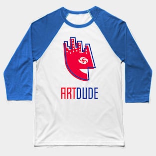 YourArtDude Logo In Red And Blue Baseball T-Shirt